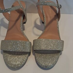 Cole Haan Silver Glitter Ankle-Strap Heels